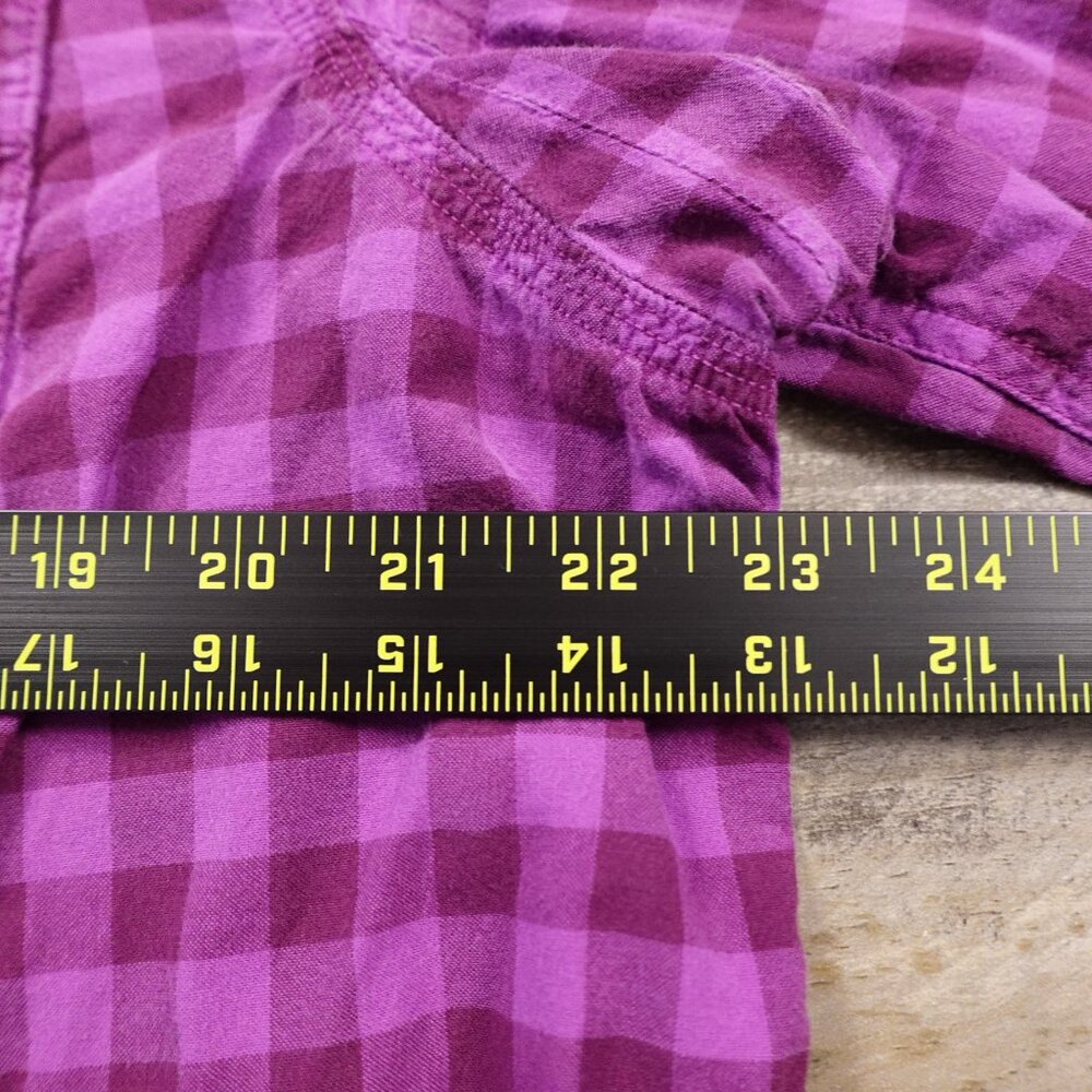 Duluth Trading‎ Organic Cotton Plaid Button Shirt 3/4 Sleeve Women’s 2XL Purple - Picture 6 of 10